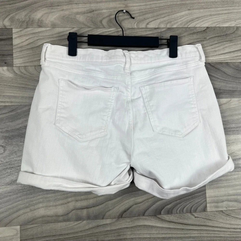 Banana Republic Denim Shorts Womens 28/6 Fit (32W) White Stretch Mid-Rise Cuffed - Picture 7 of 12